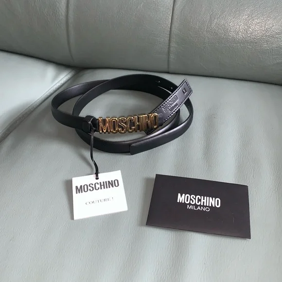 Moschino Couture! Black leather skinny belt Moschino Couture Skinny Leather Belt - Black Belts  main image 3